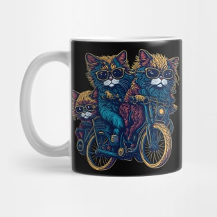 Cute Persian Cat Family Riding Bicycle Built for Two Mug